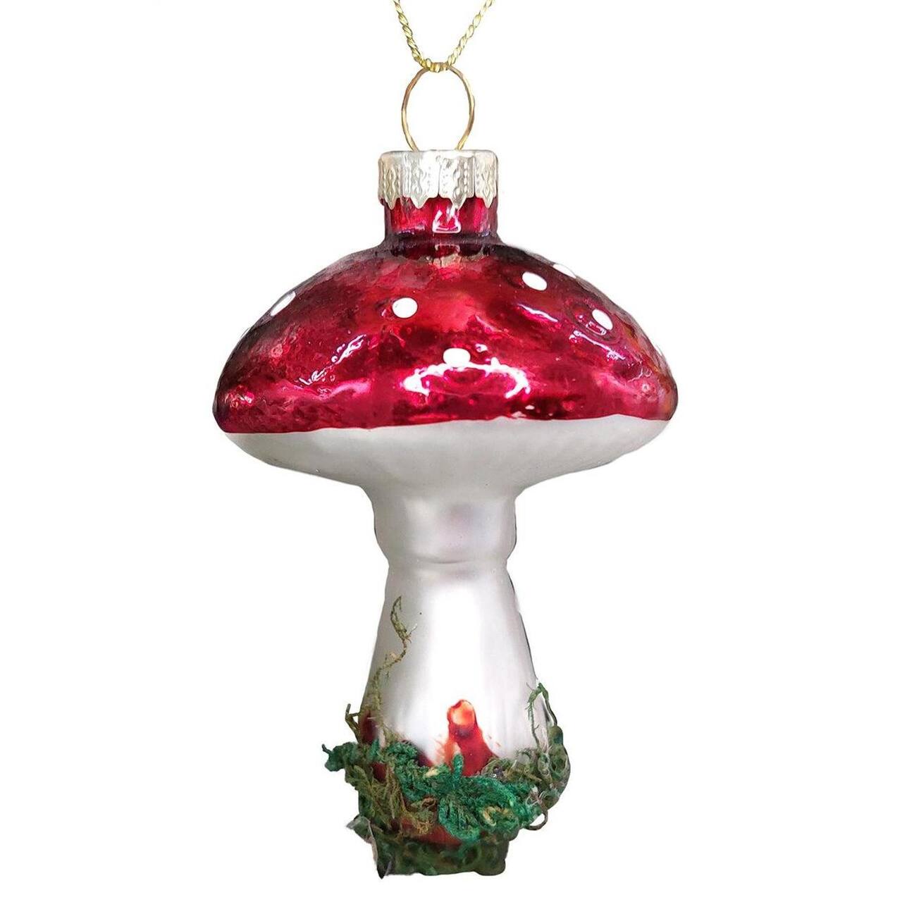 Wizardi 8.27" x 11.81" Glass Mushroom Christmas Ornament, 1pc.